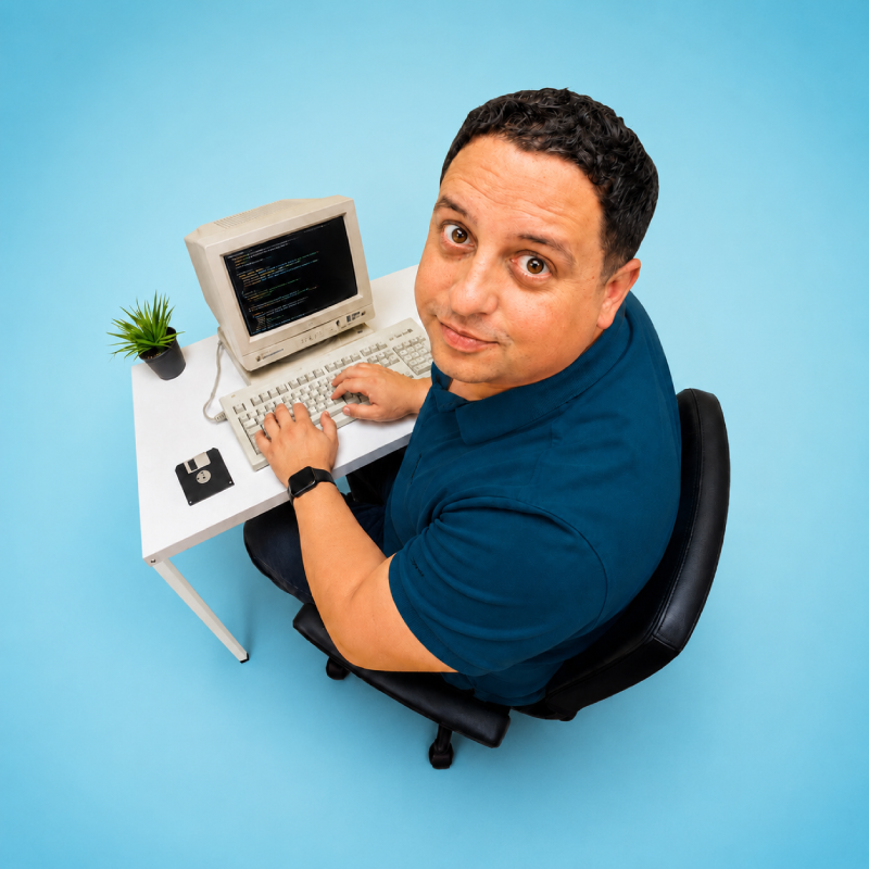 Fidel Duran working at a desk